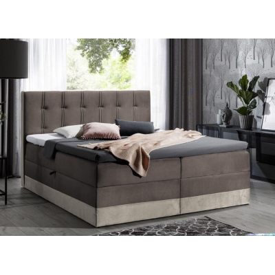 Čalúnená posteľ boxspring 140x200 MARYLIN - hnedá + topper ZDARMA