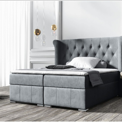 Elegantná čalúnená posteľ 120x200 MAXIMO - sivá + topper ZDARMA