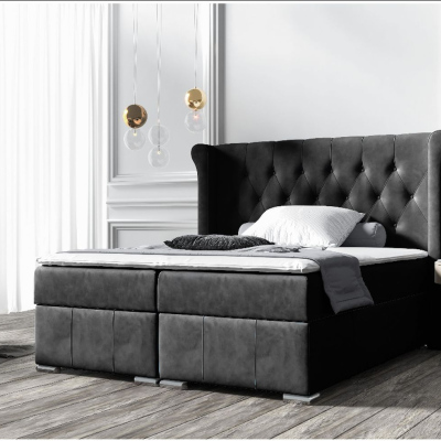 Elegantná čalúnená posteľ 120x200 MAXIMO - čierna + topper ZDARMA