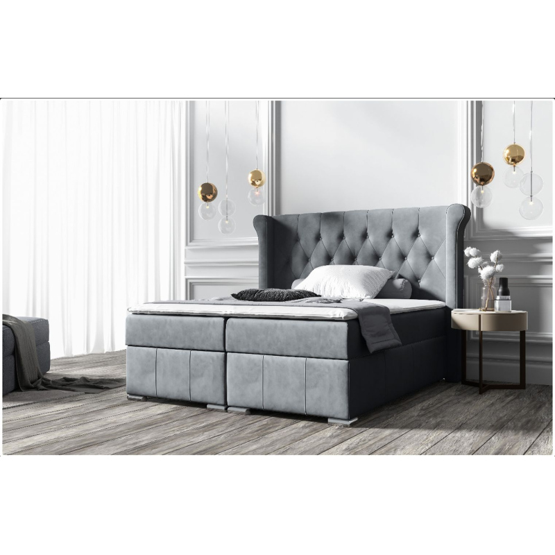 Elegantná čalúnená posteľ 180x200 MAXIMO - sivá + topper ZDARMA