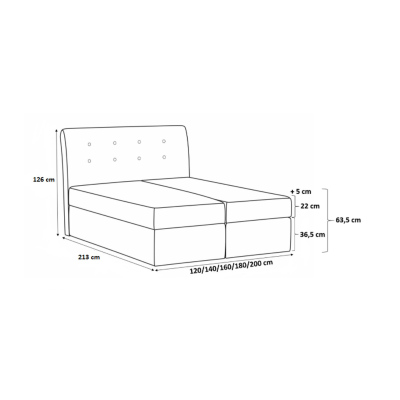Kontinentálna posteľ 140x200 VIVIEN 1 - béžová ekokoža + topper ZDARMA