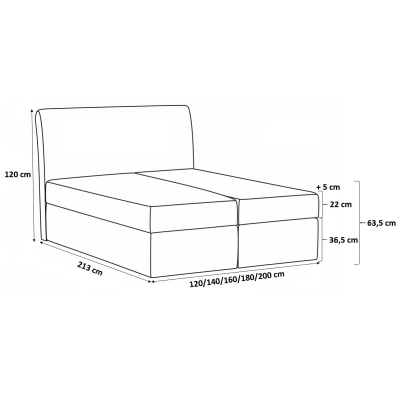 Elegantná čalúnená posteľ Mandy s úložným priestororm čierna 200 x 200 + topper zdarma