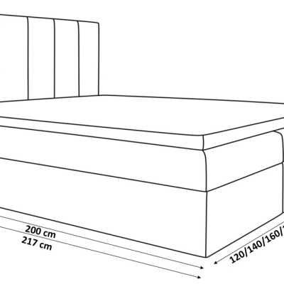 Kontinentálna posteľ Kaspis čierna eko koža 120  + topper zdarma