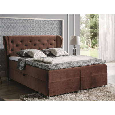 Boxspringová posteľ 140x200 PADMA - hnedá + topper ZDARMA
