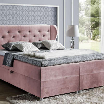 Boxspringová posteľ 140x200 PADMA - ružová + topper ZDARMA