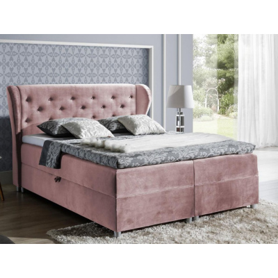 Boxspringová posteľ 160x200 PADMA - ružová + topper ZDARMA
