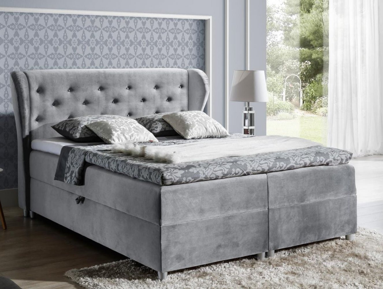 Boxspringová posteľ 180x200 PADMA - sivá + topper ZDARMA