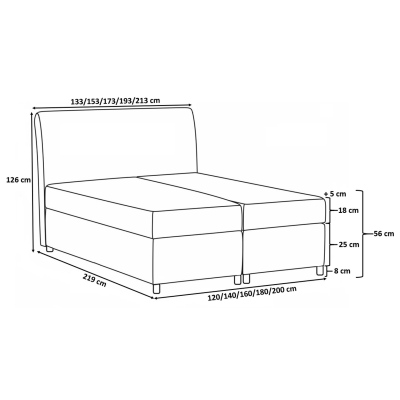 Čalúnená posteľ 120x200 PILAR - sivá + topper ZDARMA