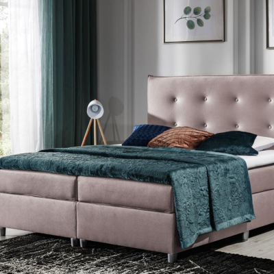 Čalúnená posteľ 140x200 PILAR - ružová + topper ZDARMA