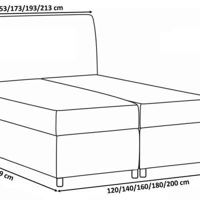 Čalúnená posteľ 140x200 PILAR - čierna + topper ZDARMA