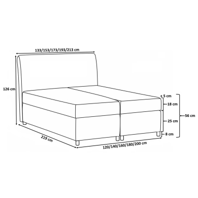 Čalúnená posteľ 160x200 PILAR - sivá + topper ZDARMA