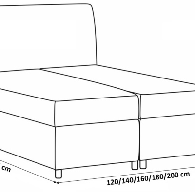 Boxspring posteľ 120x200 LUCA - modrá + topper ZDARMA