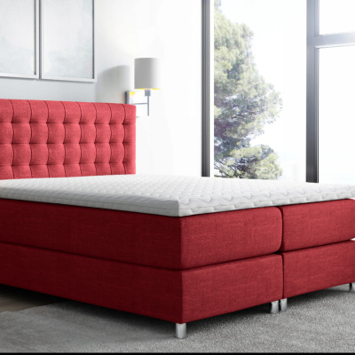 Boxspringová posteľ 200x200 LUCA - červená + topper ZDARMA