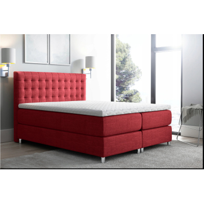 Boxspringová posteľ 200x200 LUCA - červená + topper ZDARMA