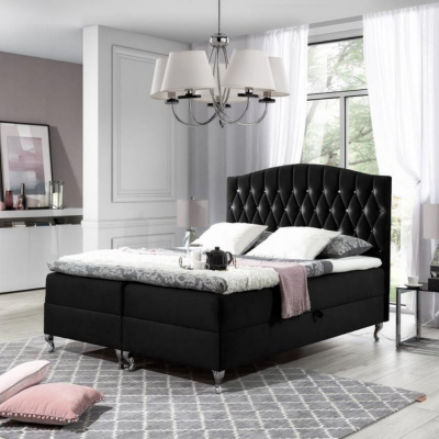 Elegantná posteľ 120x200 PEGGY - čierna + topper ZDARMA