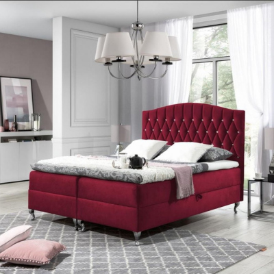 Elegantná posteľ 120x200 PEGGY - červená + topper ZDARMA