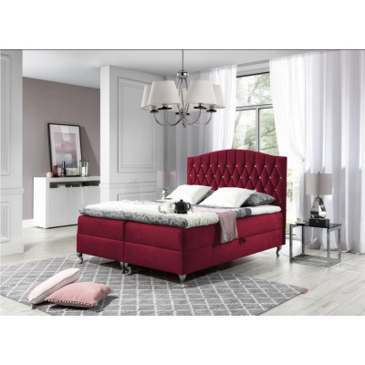 Elegantná posteľ 140x200 PEGGY - červená + topper ZDARMA