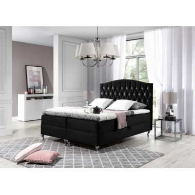 Elegantná posteľ 160x200 PEGGY - čierna + topper ZDARMA