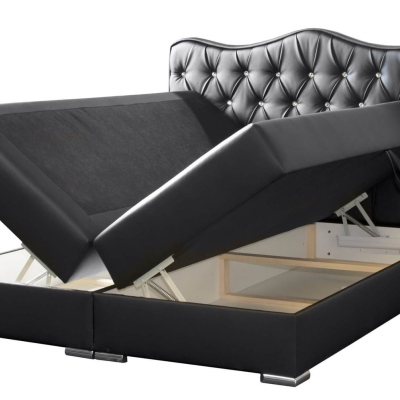 Kontinentálna posteľ 120x200 SULTAN - biela ekokoža + topper ZDARMA