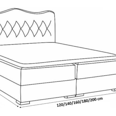 Kontinentálna posteľ 120x200 SULTAN - biela ekokoža + topper ZDARMA