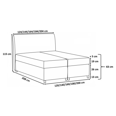 Elegantná čalúnená posteľ Komala s úložným priestorom tmavo šedá 160 x 200 + topper zdarma