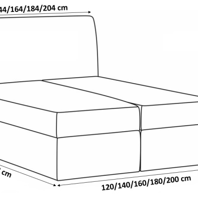 Moderná čalúnená posteľ s úložným priestorom Alessio ružová 200 x 200 + topper zdarma