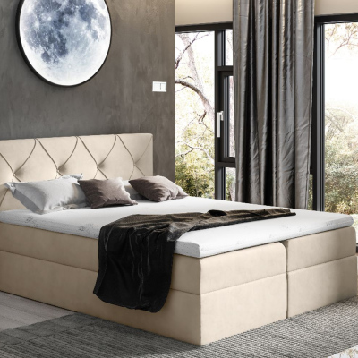 Elegantná kontinentálna posteľ 120x200 CARMEN - béžová + topper ZDARMA