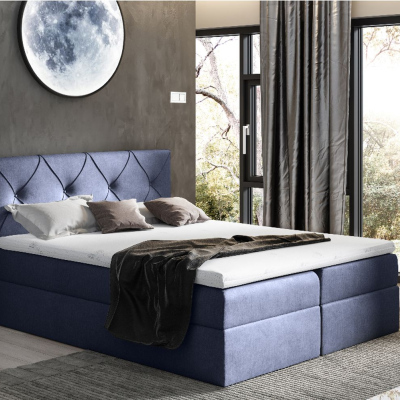 Elegantná kontinentálna posteľ 120x200 CARMEN - modrá + topper ZDARMA
