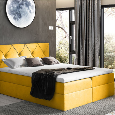 Elegantná kontinentálna posteľ 120x200 CARMEN - žltá + topper ZDARMA