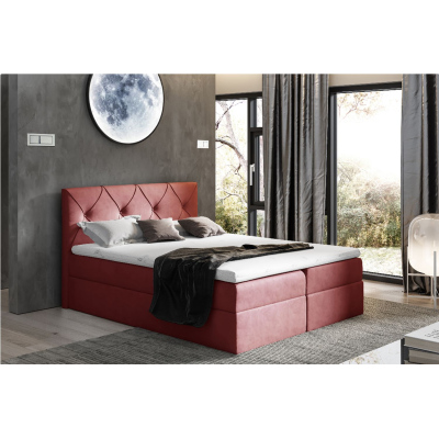 Elegantná kontinentálna posteľ 140x200 CARMEN - červená + topper ZDARMA