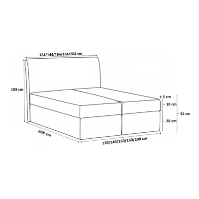 Elegantná kontinentálna posteľ 140x200 CARMEN - červená + topper ZDARMA
