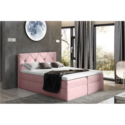 Elegantná kontinentálna posteľ 140x200 CARMEN - ružová 2 + topper ZDARMA