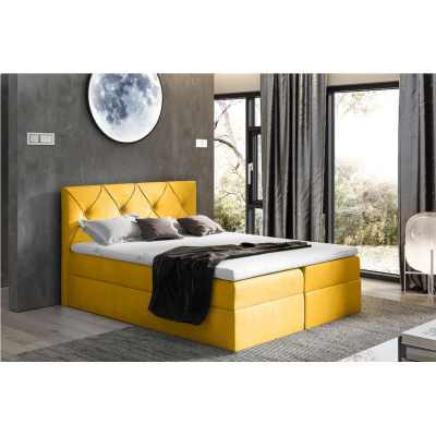 Elegantná kontinentálna posteľ 140x200 CARMEN - žltá + topper ZDARMA