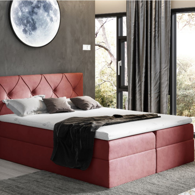 Elegantná kontinentálna posteľ 160x200 CARMEN - červená + topper ZDARMA