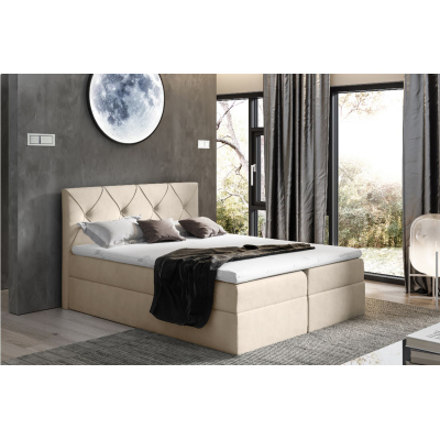 Elegantná kontinentálna posteľ 180x200 CARMEN - béžová + topper ZDARMA