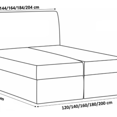 Elegantná kontinentálna posteľ 180x200 CARMEN - čierna + topper ZDARMA