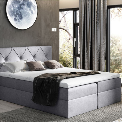 Elegantná kontinentálna posteľ 180x200 CARMEN - sivá + topper ZDARMA