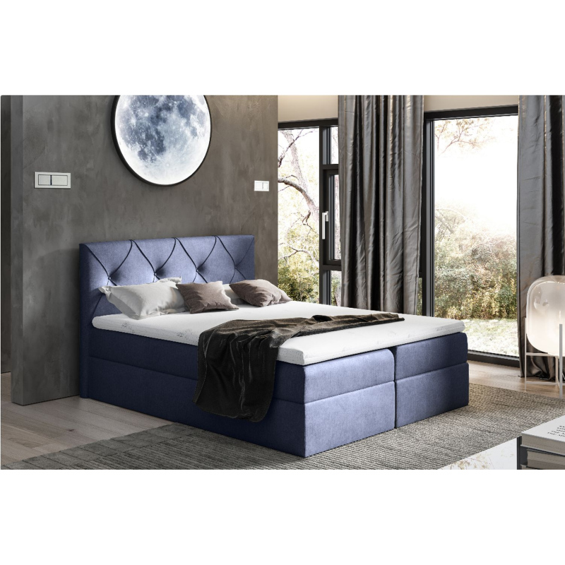 Elegantná kontinentálna posteľ 200x200 CARMEN - modrá + topper ZDARMA