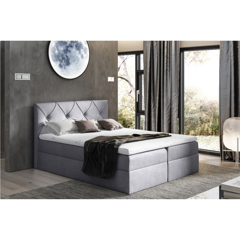 Elegantná kontinentálna posteľ 200x200 CARMEN - sivá + topper ZDARMA