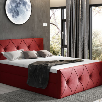 Kontinentálna posteľ 120x200 CARMEN LUX - červená 1 + topper ZDARMA