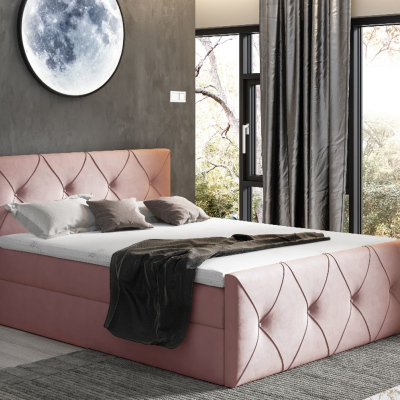 Kontinentálna posteľ 120x200 CARMEN LUX - ružová + topper ZDARMA