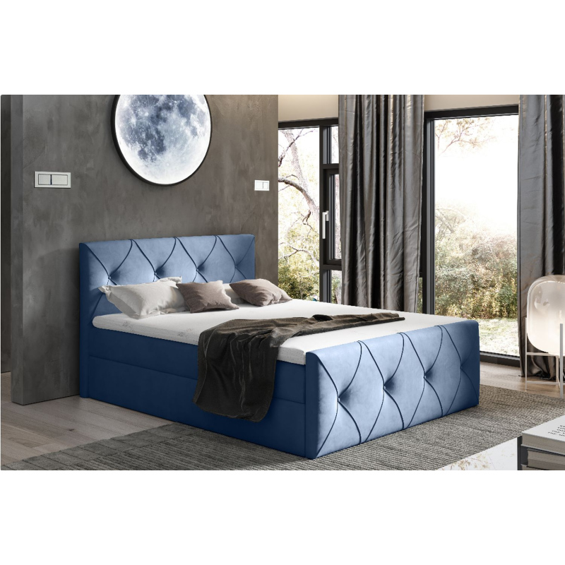 Kontinentálna posteľ 120x200 CARMEN LUX - modrá + topper ZDARMA