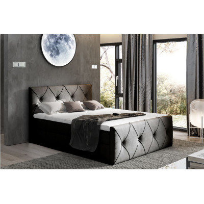 Kontinentálna posteľ 120x200 CARMEN LUX - čierna + topper ZDARMA