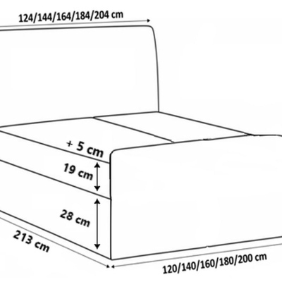 Kontinentálna posteľ 120x200 CARMEN LUX - čierna + topper ZDARMA