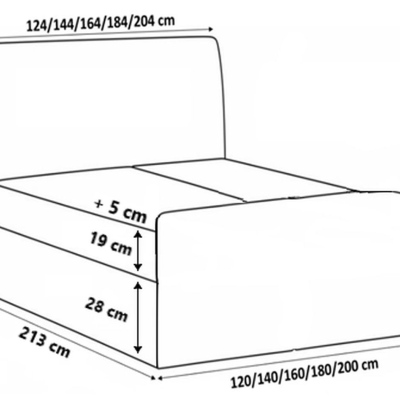 Kontinentálna posteľ 120x200 CARMEN LUX - červená 2 + topper ZDARMA