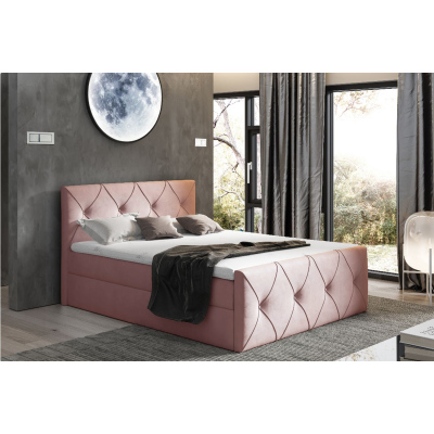 Kontinentálna posteľ 140x200 CARMEN LUX - ružová + topper ZDARMA