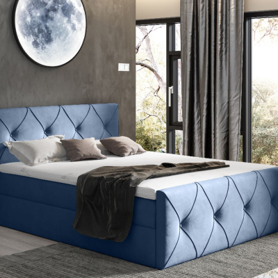 Kontinentálna posteľ 160x200 CARMEN LUX - modrá + topper ZDARMA