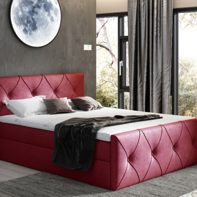 Kontinentálna posteľ 160x200 CARMEN LUX - červená 2 + topper ZDARMA