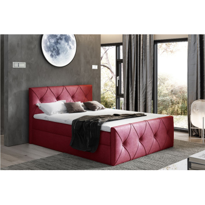 Kontinentálna posteľ 160x200 CARMEN LUX - červená 2 + topper ZDARMA