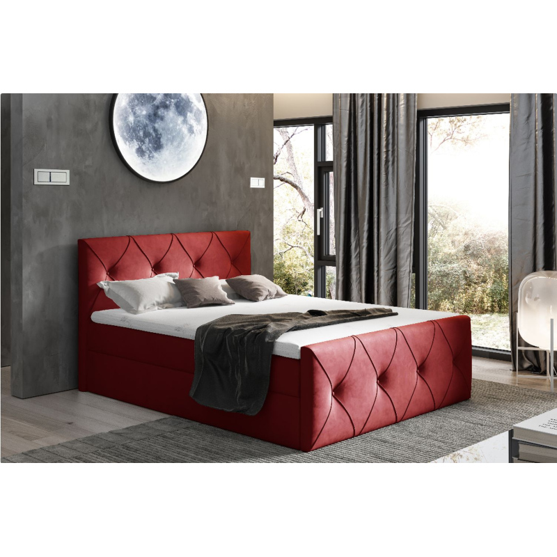 Kontinentálna posteľ 180x200 CARMEN LUX - červená 1 + topper ZDARMA